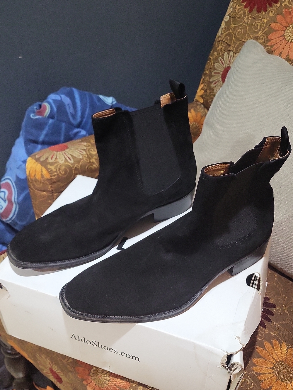 Men's Aldo Black Suede Chelsea Ankle Boots